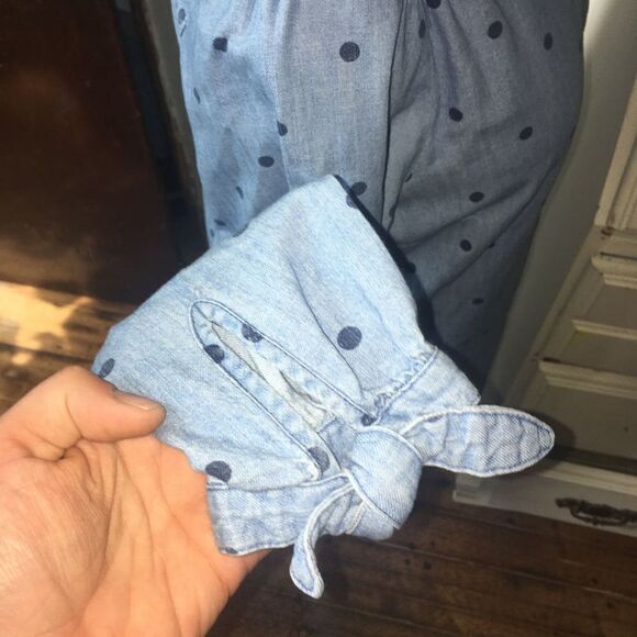 Old Navy denim 1/4 button flowy polka dot M tunic - Picture 3 of 5